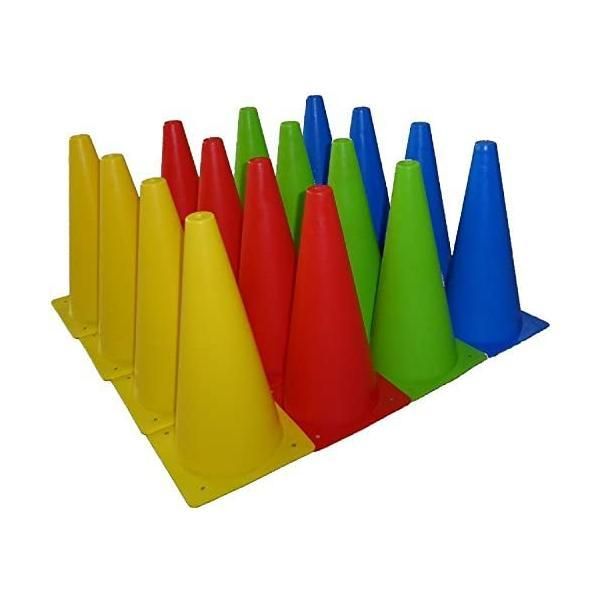 Aoakua 32cm マーカーコーン カラー 三角コーン トレーニングコーン (各4本) 16本セット (マルチカラー)