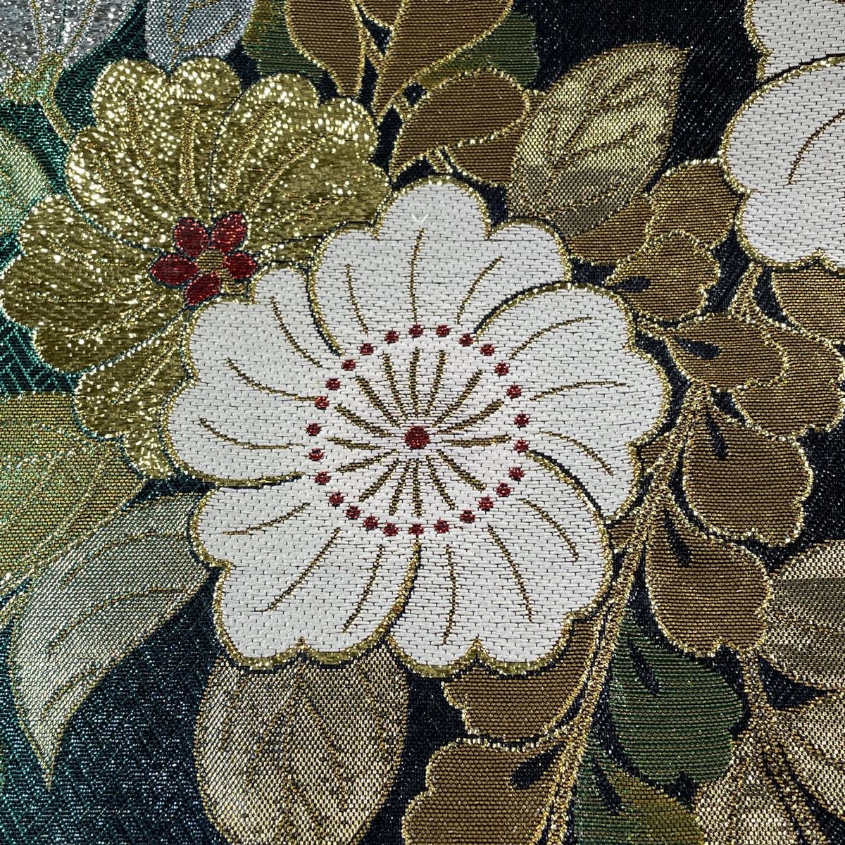 袋帯 美品 秀品 草花 箔 緑 六通 正絹 【中古】 - メルカリ 袋帯 美品 秀品 草花 箔 緑 六通 正絹 【中古】 - メルカリ