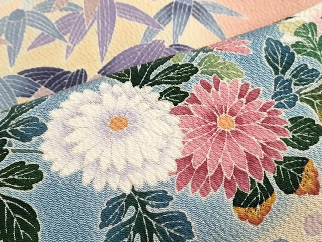 平和屋着物▽訪問着 作家物 草花文 暈し染め 鬼しぼ縮緬 正絹