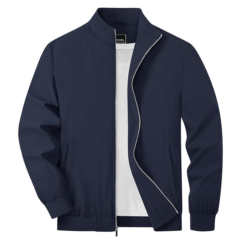 [TACVASEN] ブルゾン メンズ ランニングウエア 春服 アウトドア 作業着 速乾 仕事着 ストリート 上着 野球 登山 無地 トレッキング ネイビー XL