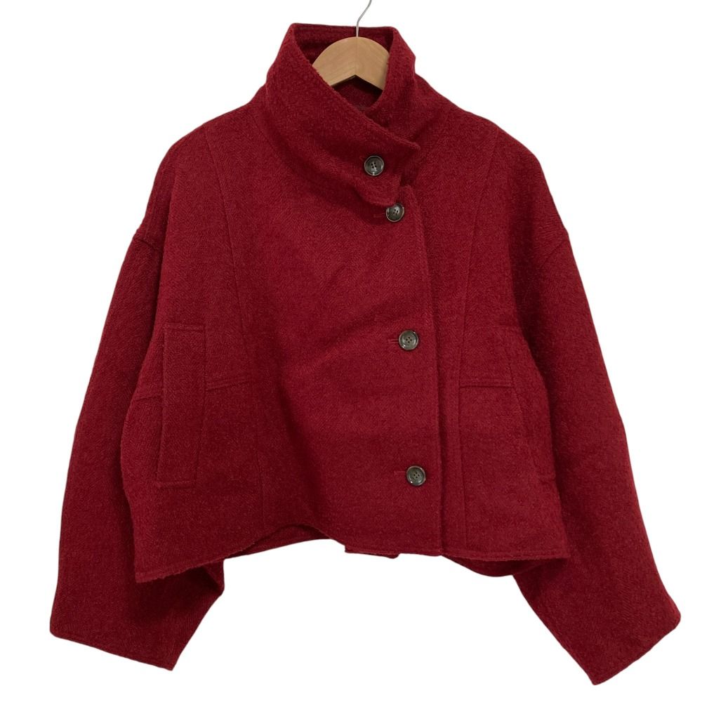 24AW STUNNING LURE スタニングルアー ヘリンボーン スタンド ショートブルゾン ジャケット サイズ0 レッド レディース 古着