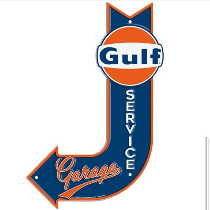 ダイカット エンボス メタル サイン GULF SERVICE GARAGE