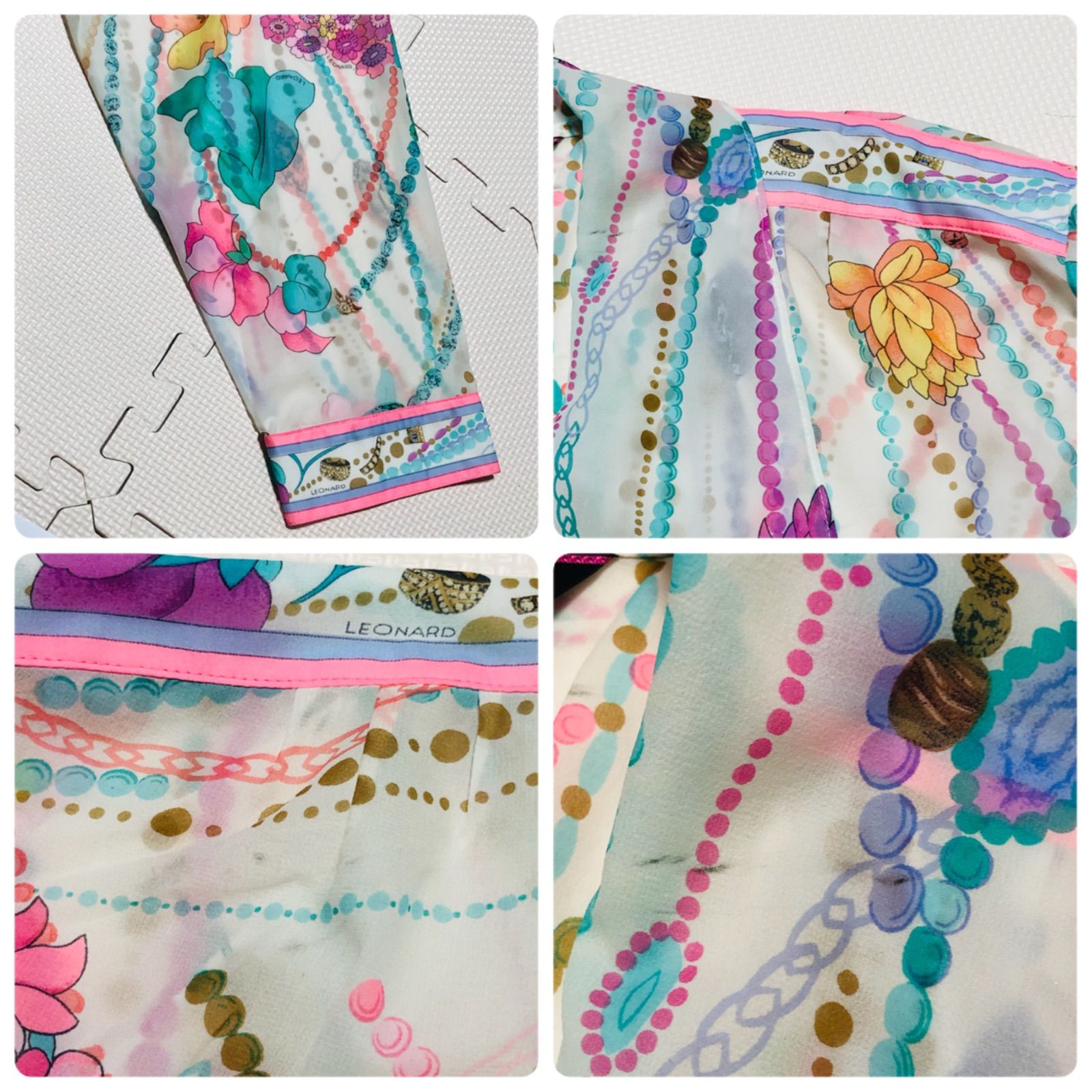 □美品□LEONARD FASHON レオナールファッション シルクロング 