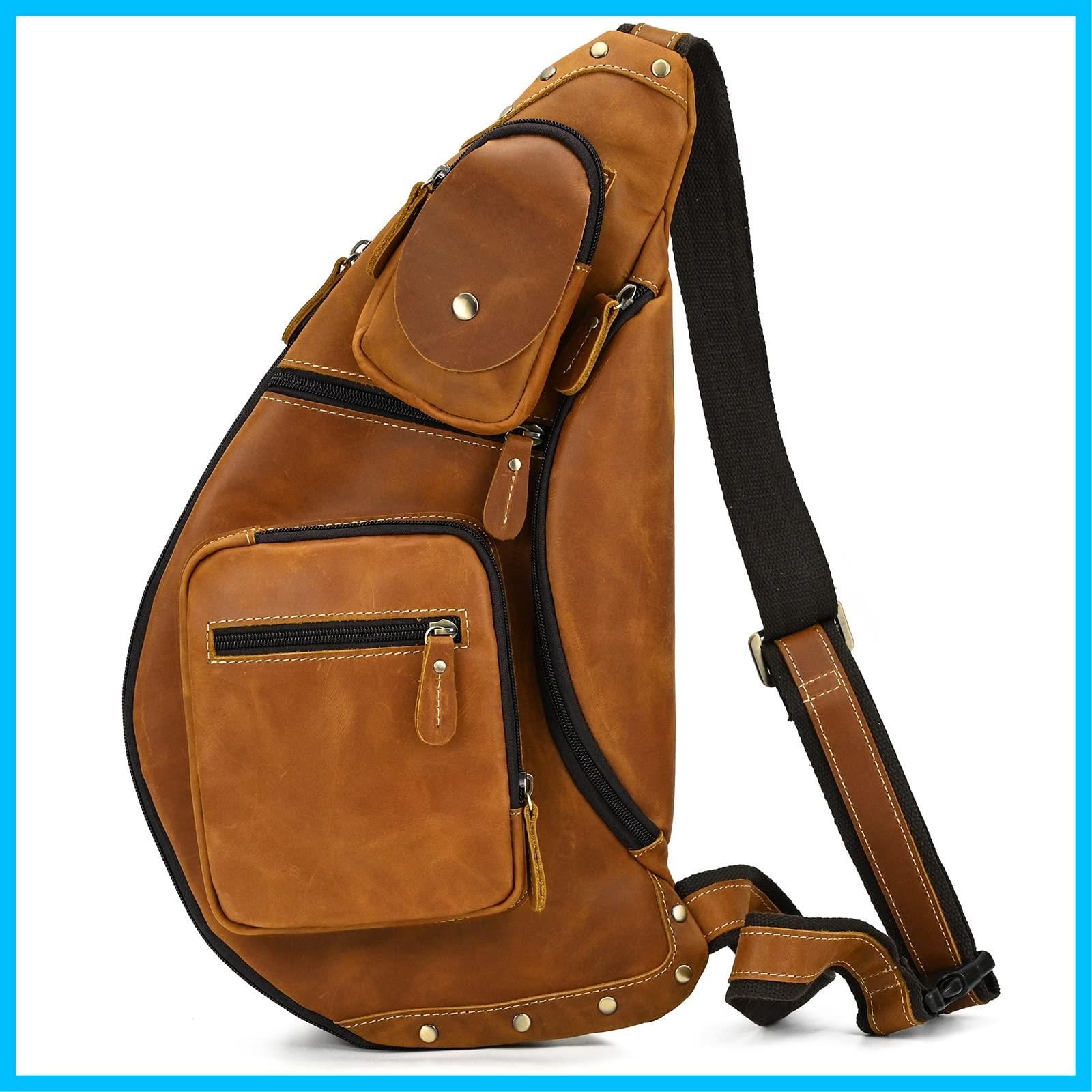 Luufan] ボディバッグ 本革 メンズ 大容量 ワンショルダーバッグ