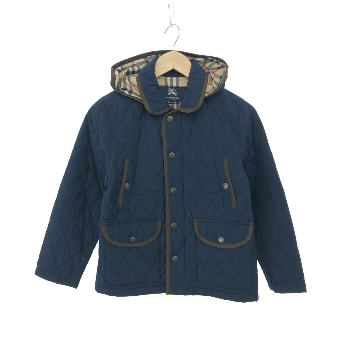 バーバリー ロンドン キッズ キルティングジャケット チェック 黒 6Y