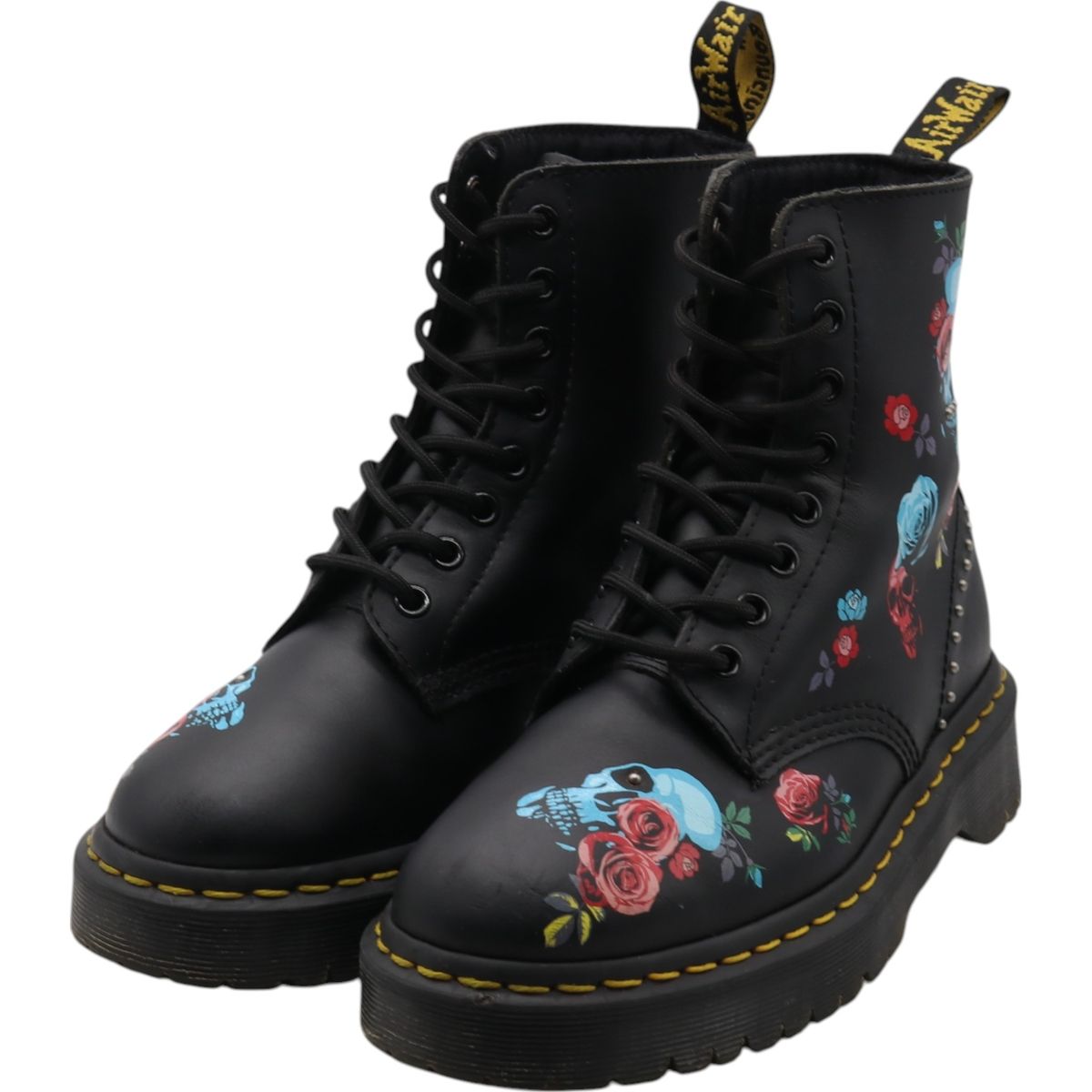 古着 ドクターマーチン Dr.Martens 花柄 ドクロ柄 スカル柄 8ホール 