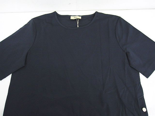  HERNO ヘルノ カットソー 半袖Tシャツ ネイビー サイズ44 サイドスリット L 0003-1022-5 半袖(Tシャツ) Tシャツ カットソー