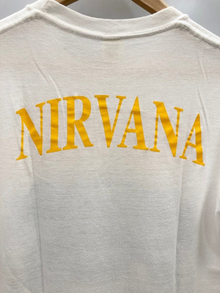 バンドTシャツ BAND-T ヴィンテージ Vintage NIRVANA ニルヴァーナ SCREEN STARS 袖シングル US古着 M Tシャツ プリント ホワイト 101MT-2585