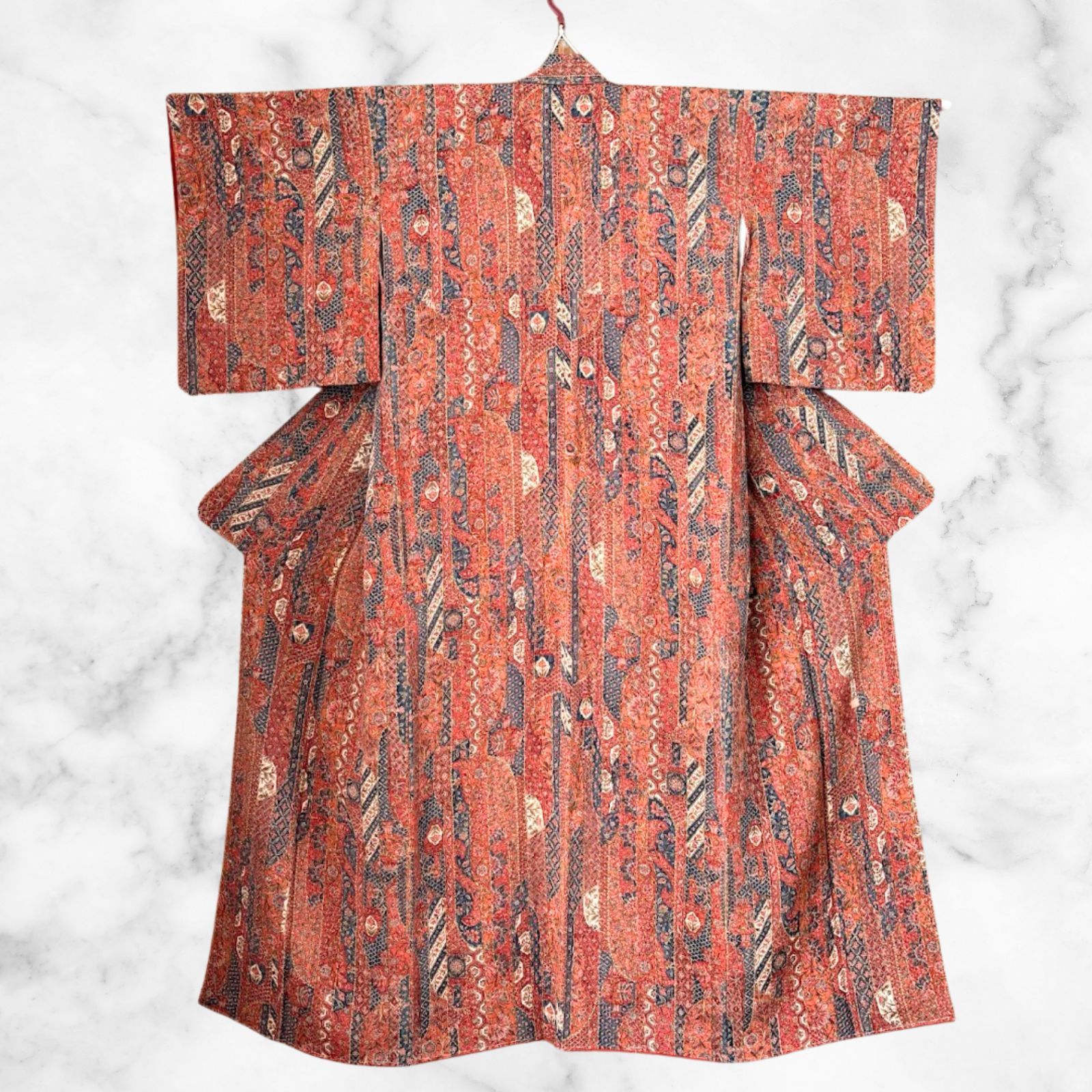 Silk Kimono Komon Chirimen Sarasa Pattern by Nidaime Sarajin