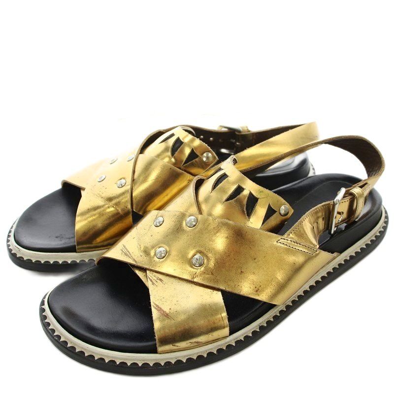 y.o◎マルニ　ストラップサンダル　38サイズ マルニ MARNI サンダル ストラップ 38 ゴールド /☆G - メルカリ