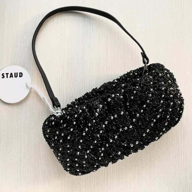 STAUD ビーンバッグ 総ビーズ刺繍パーティーバッグ 新品 STAUD 総ビーズ刺繍バッグ パーティーバッグ ビーンバッグ