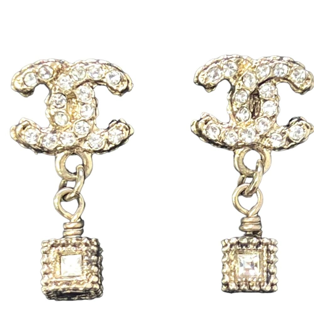 CHANEL シャネル ピアス ココマーク キューブ ラインストーン A11A  
