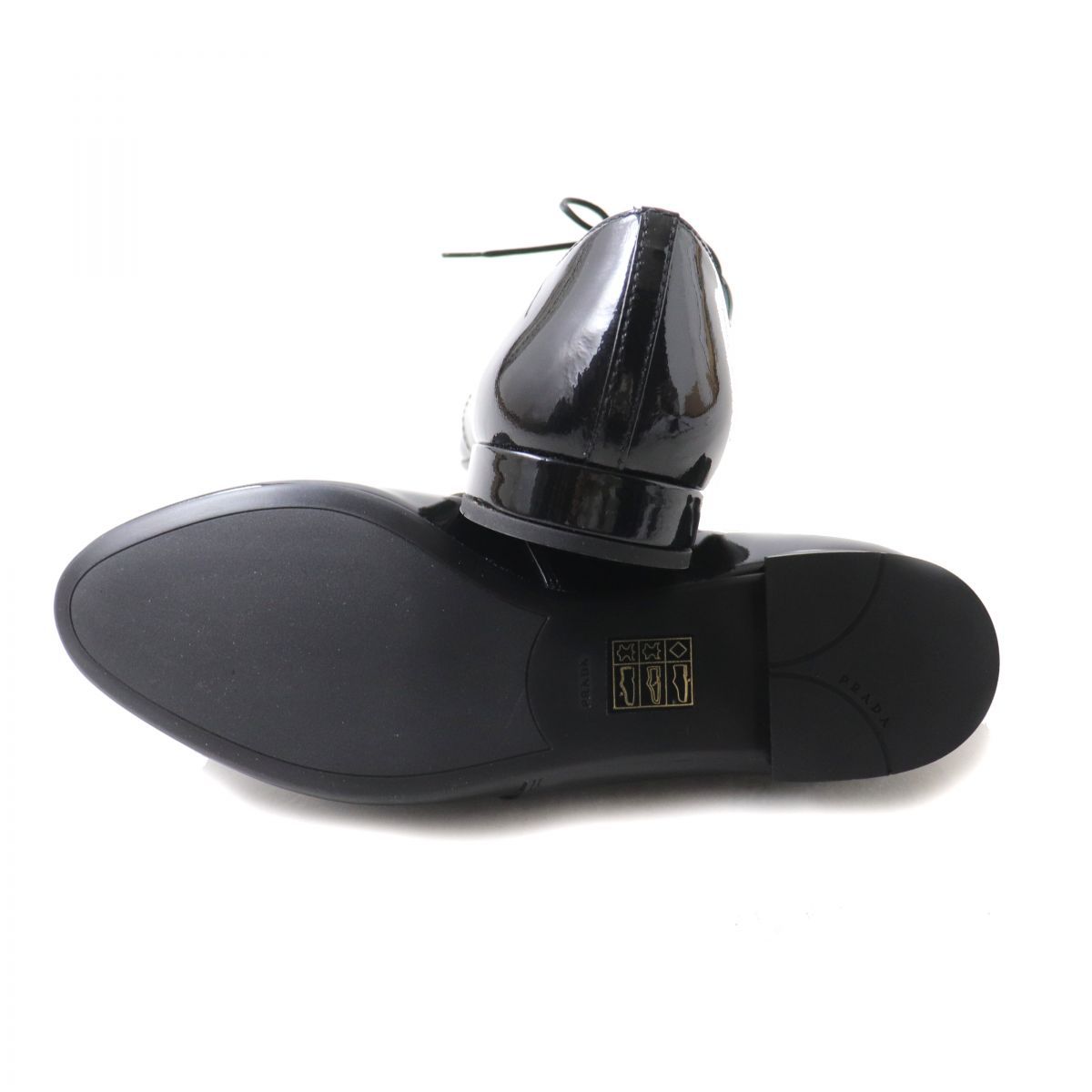 ☆未使用 プラダ PRADA プレーントゥ レースアップ レザー