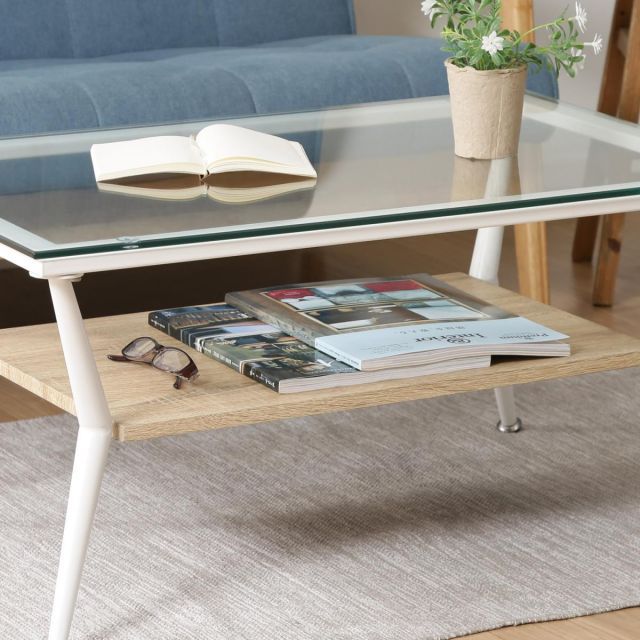 不二貿易 ガラスリビングテーブル クレア NA 公式 96226 新生活 おしゃれ