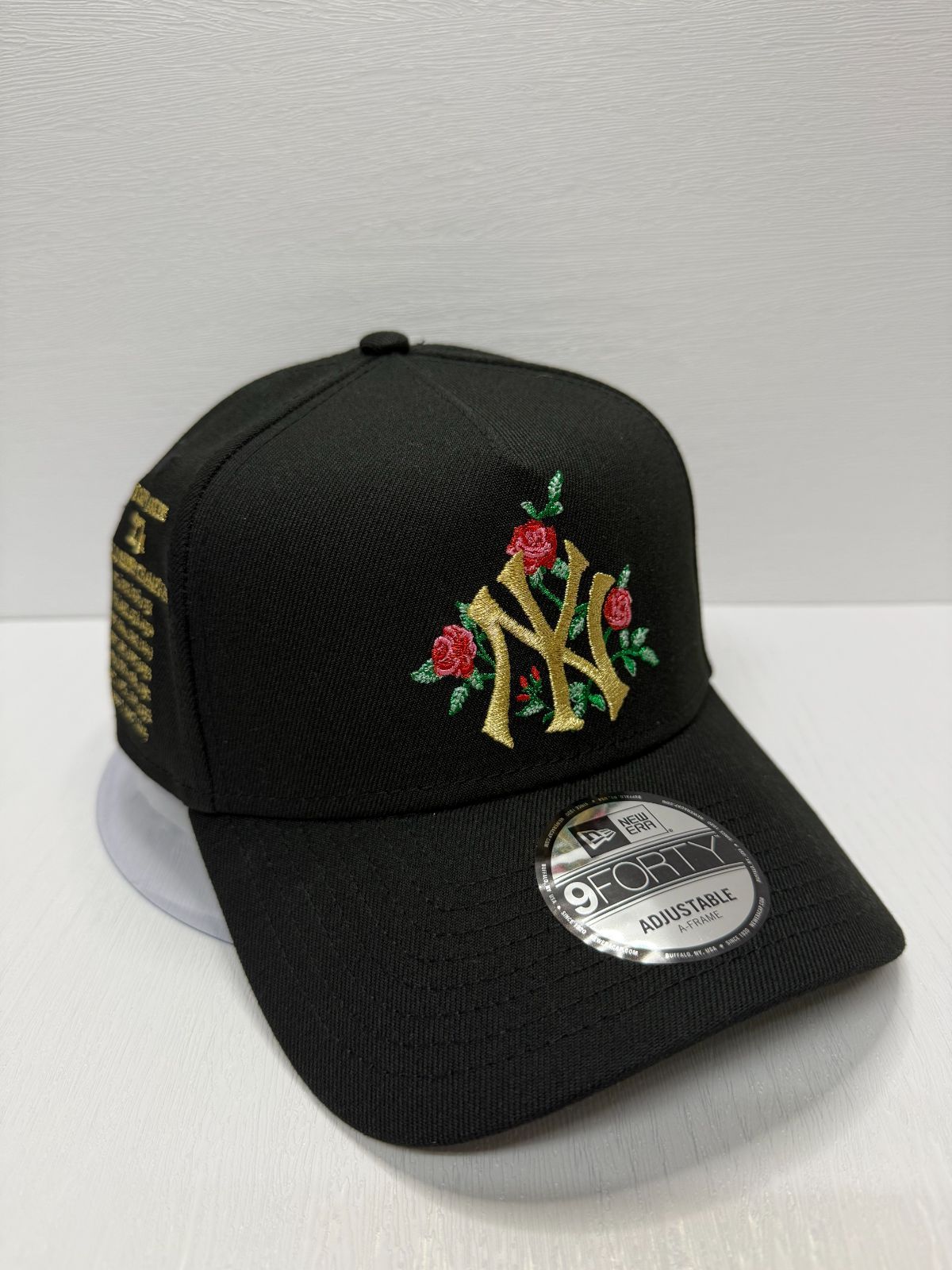 Newera ニューヨークヤンキース 27×ワールドシリーズチャンピオンズ ローズ刺繍 9forty A-FRAME スナップバックキャップ ブラック