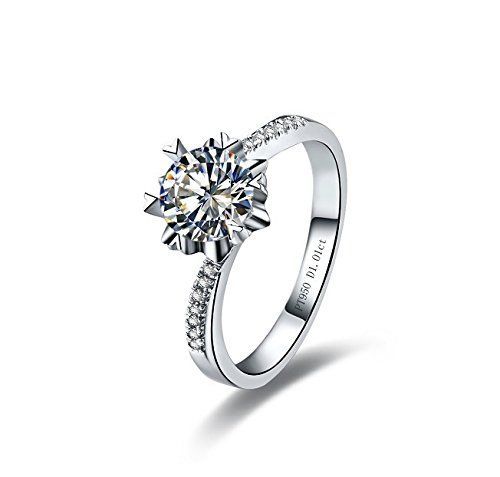 MAN 幸運のスタイルブリリアント1ctダイヤモンドの女性の婚約指輪純粋なシルバー優秀な結婚式のジュエリーギフトの花嫁のための
