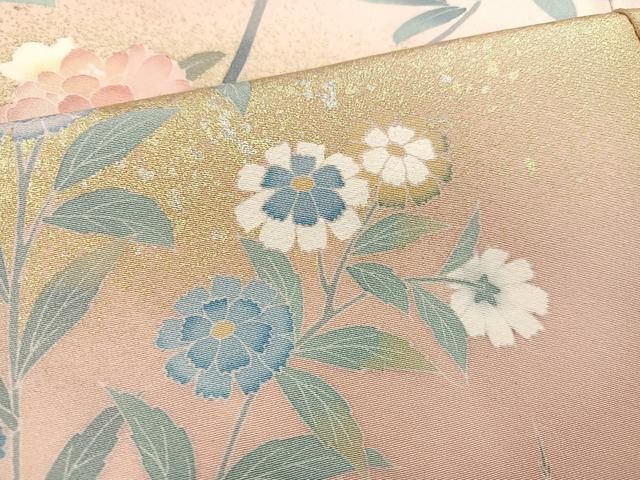 平和屋着物○十日町友禅作家 松雨 訪問着 枝花文 暈し染め 金銀彩 正絹  