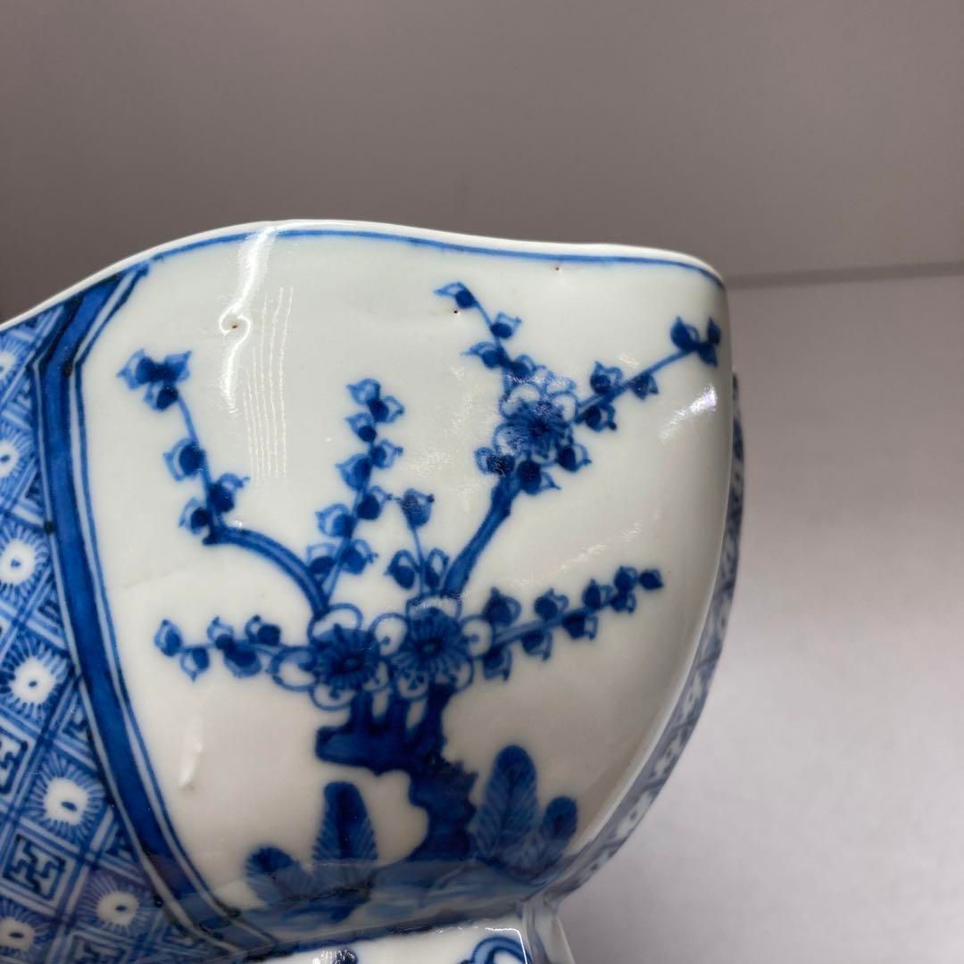 御庭焼　江戸後期　松竹梅図高台鉢　最大横幅16.6㎝　東Y5-0615①タカチ 御庭焼 江戸後期 松竹梅図高台鉢 最大横幅16.6㎝ 東Y5-0615①