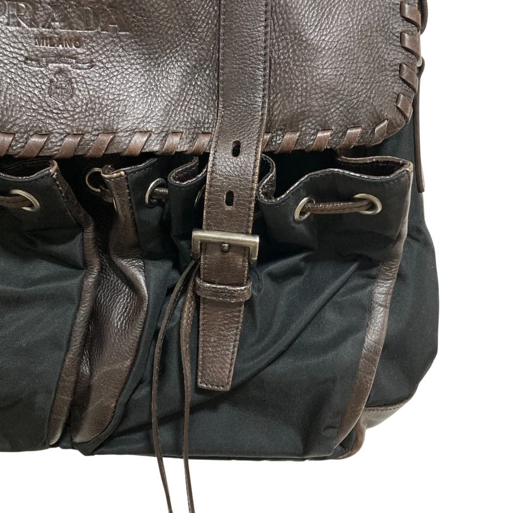 【極美品】PRADA ショルダーバッグ ナイロン x レザー メッセンジャー PRADA プラダ レザー×ナイロン ショルダーバッグ メッセンジャー