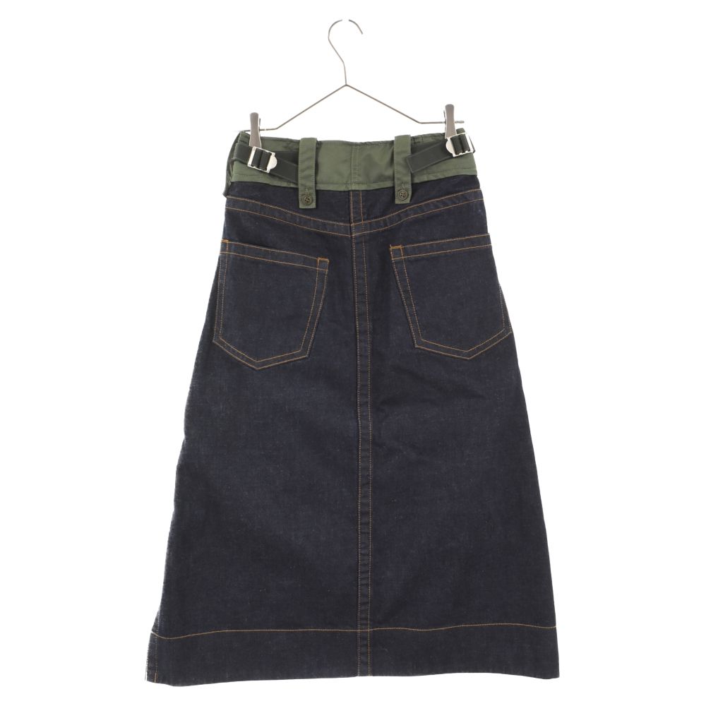 Sacai (サカイ) 20SS Denim Skirt ナイロンツイルドッキングデニムスカート インディゴネイビー/カーキ レディース  20-04926 - メルカリ