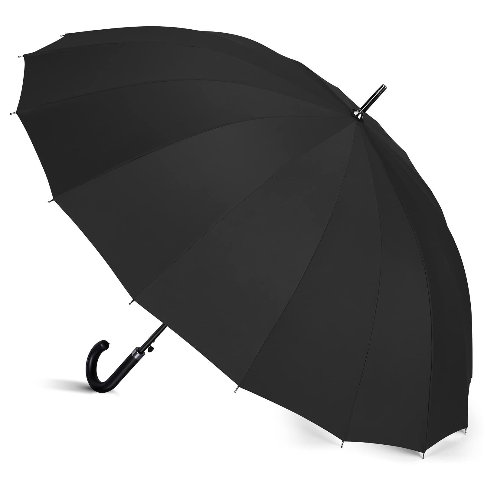 新着商品 16本骨 風に強い 梅雨対策 傘 メンズ 長傘 大きい 頑丈 ワンタッチ ジャンプ式 撥水 丈夫 軽量 グラスファイバー 通学 通勤 収納ポーチ付き