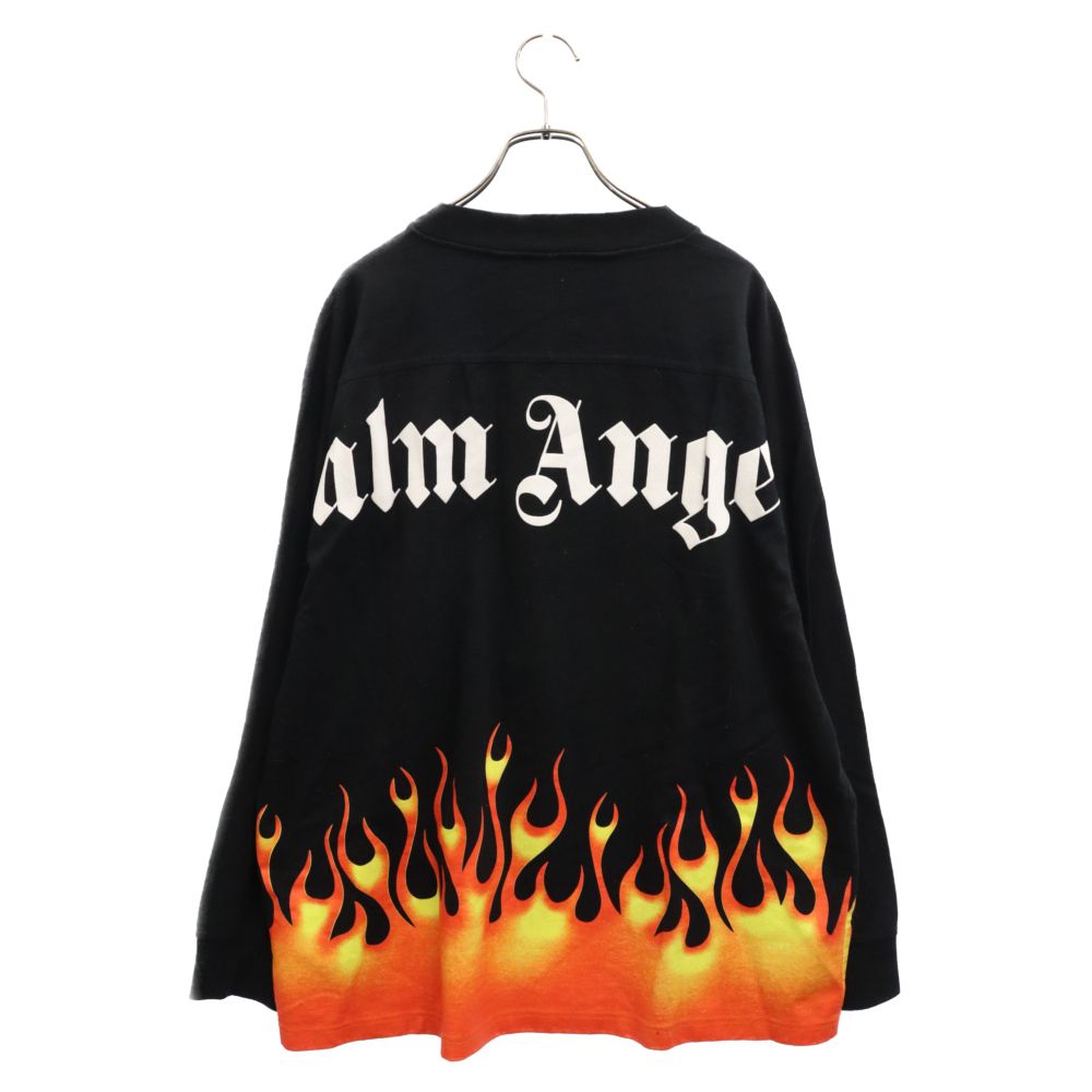 Palm Angels (パームエンジェルス) BURNING LOGO OVER TEE L／S TEE PMAB018R20413017  バーニングロゴ オーバーサイズ クルーネック ロングスリーブTシャツ レッド/ブラック - メルカリ