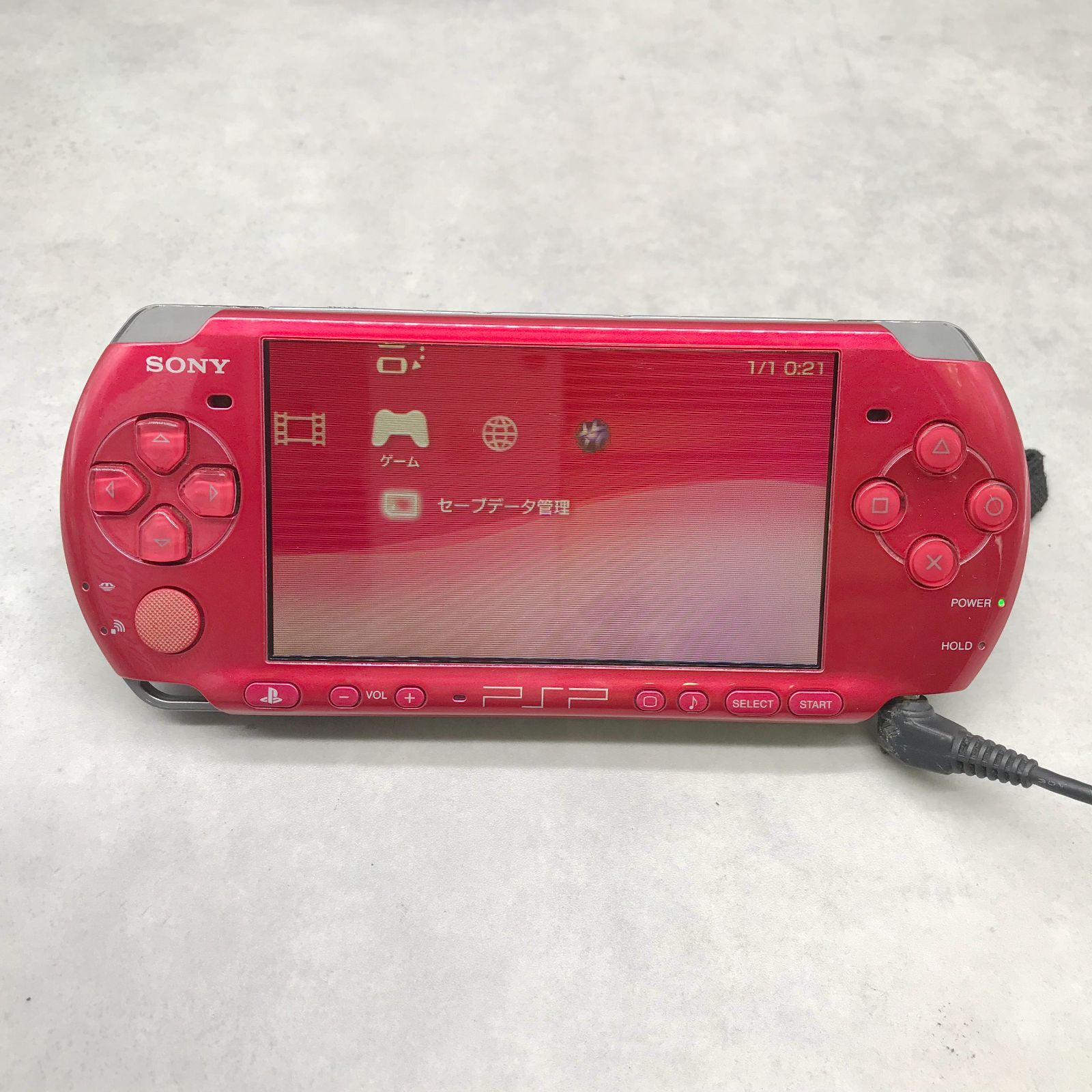 sony psp-3000 電池なし MK72△SONY PSP PSP-3000 本体 赤系 電池パックなし 美品【通電