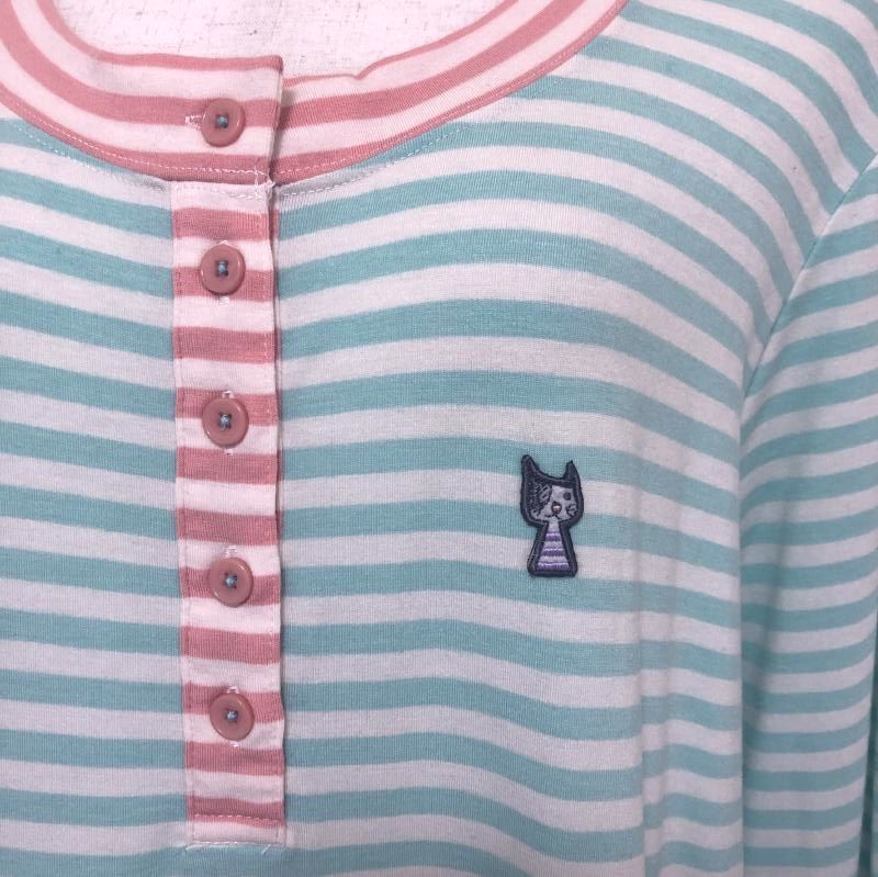 ナルエー　ボーダー　ネコ　接結ニット　ワンピースｐ・ルームウェア　Ｍ～Ｌ 接結ネコドットパジャマ｜パジャマ｜ナルエー公式通販サイト