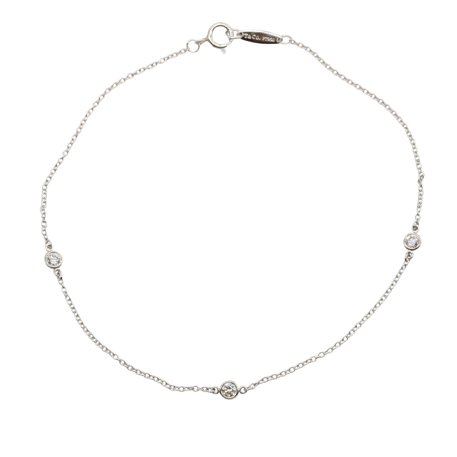 ティファニー TIFFANY＆CO ブレスレット バイザヤードブレスレット 腕回り21cm Pt950プラチナ ダイヤモンド バイザヤードブレスレット レディース Used A