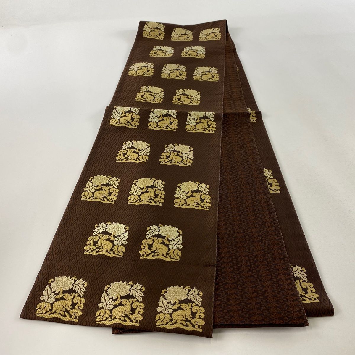 袋帯 美品 秀品 花うさぎ 菱 茶色 全通 正絹 【中古】 - メルカリ