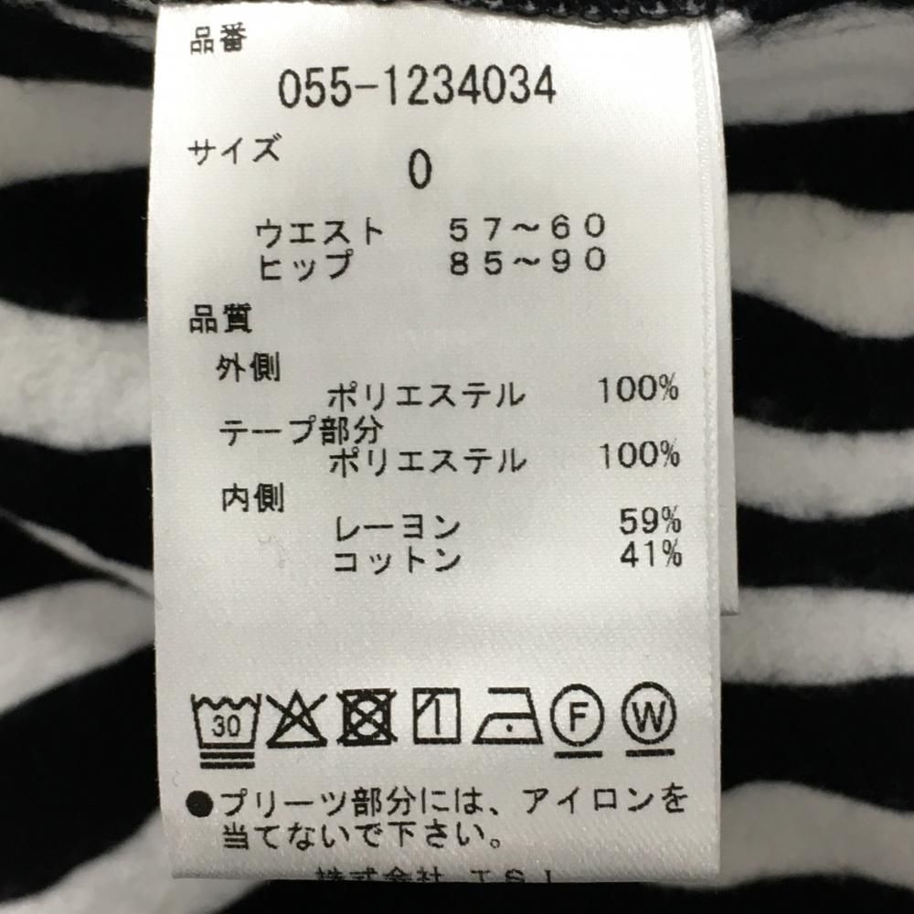 新品】パーリーゲイツ スカート 白×黒 ゼブラ柄 微起毛 内側プリーツ