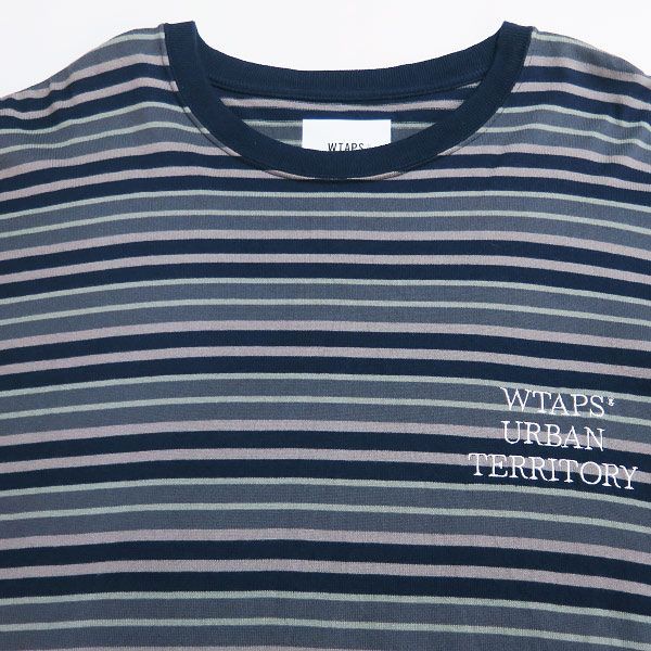 WTAPS ダブルタップス 23SS BDY 01/LS/COTTON.TEXTILE.WUT 231ATDT-CSM20 ボーダー ロングスリーブ WTAPS URBAN TERRITORY ロンT 長袖 Tシャツ ネイビー