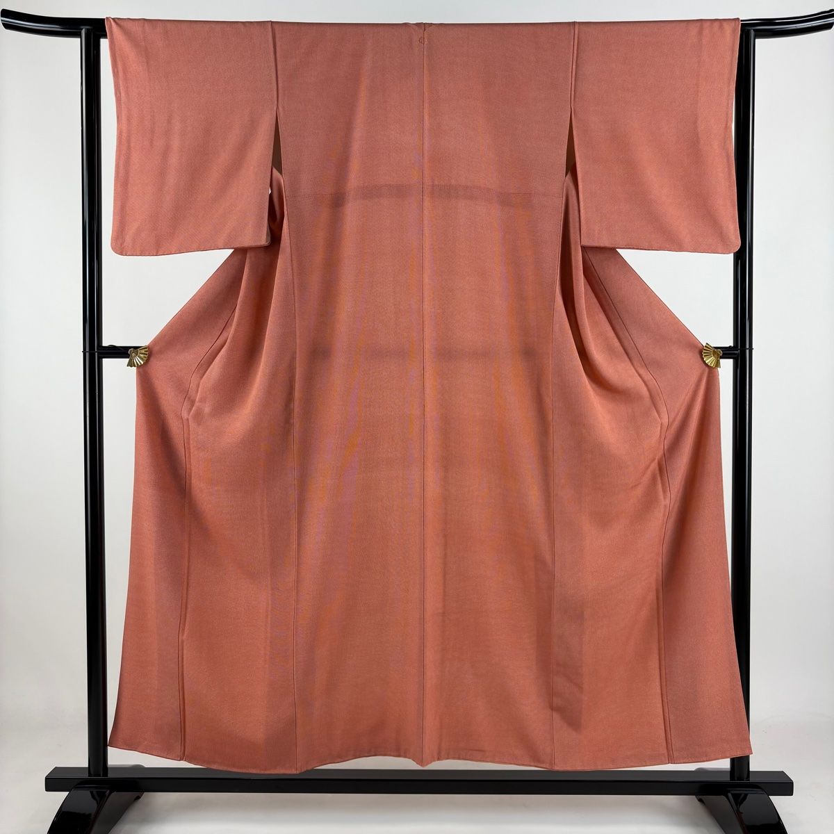 江戸小紋 身丈154cm 裄丈63cm S 袷 角通し オレンジ 正絹 秀品 一つ紋
