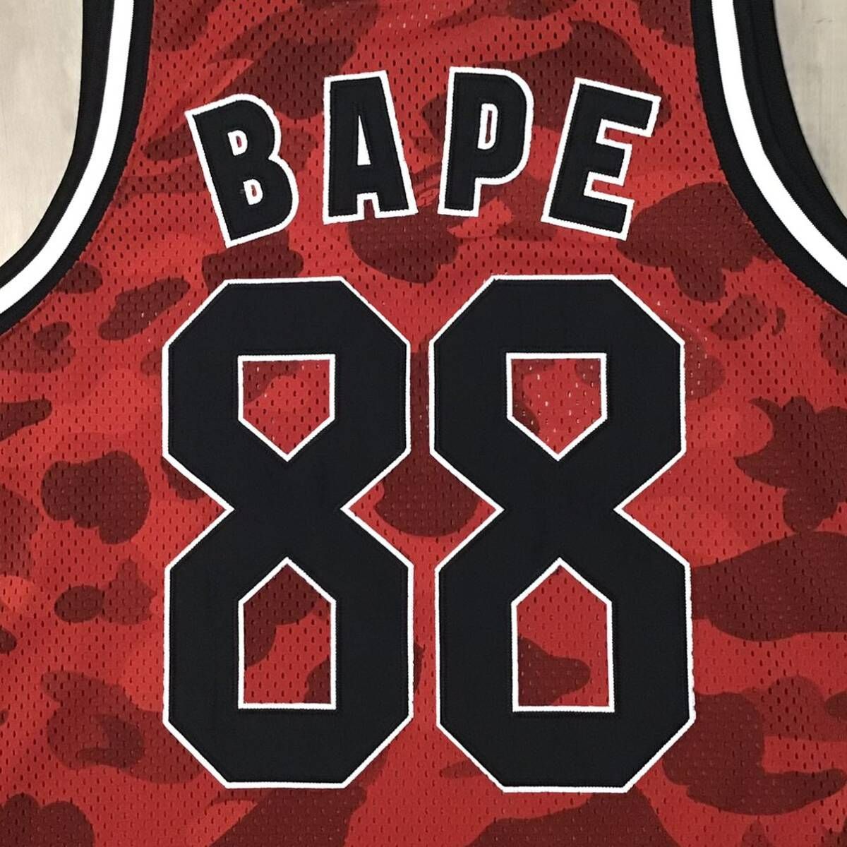 S/S A BATHING APE アベイシングエイプ バスケ タンクトップ L Red