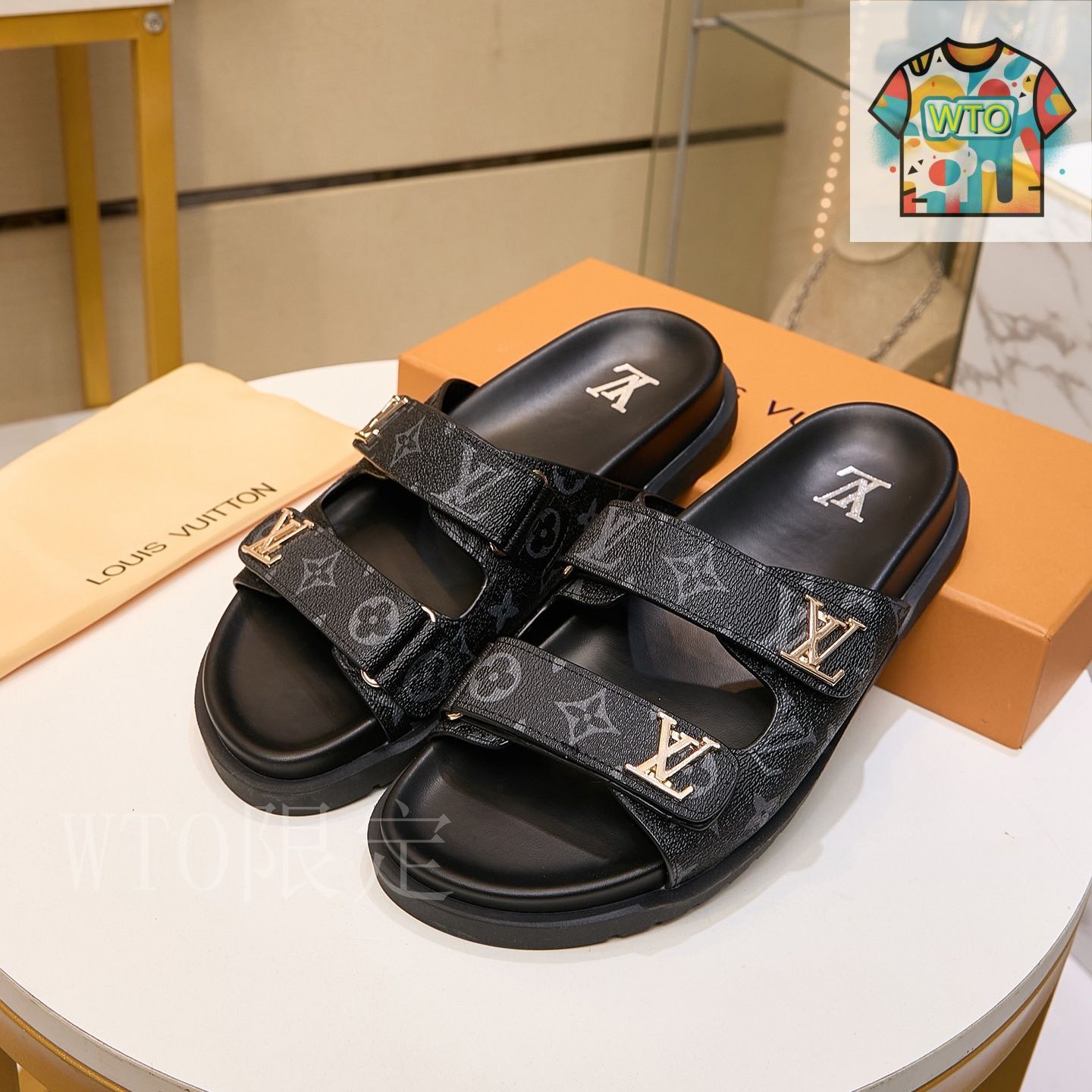 ルイヴィトン　サンダル　美品 LOUIS VUITTON ルイ ヴィトン サンダル 黒 BR1117 ミュール