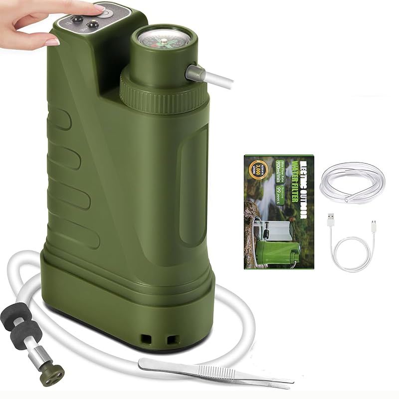 Reyaleen 携帯浄水器 電動浄水器 濾過器 浄水器 災害-浄水器 アウトドア 防災用浄水器 防災士推奨 サバイバル浄水器 災害対策 非常用 防災グッズ 簡易浄水器 UF中空糸膜ろ過 防災グッズ 水 災害用品 登山用品 携帯用 飲み水 登山 キャン 1