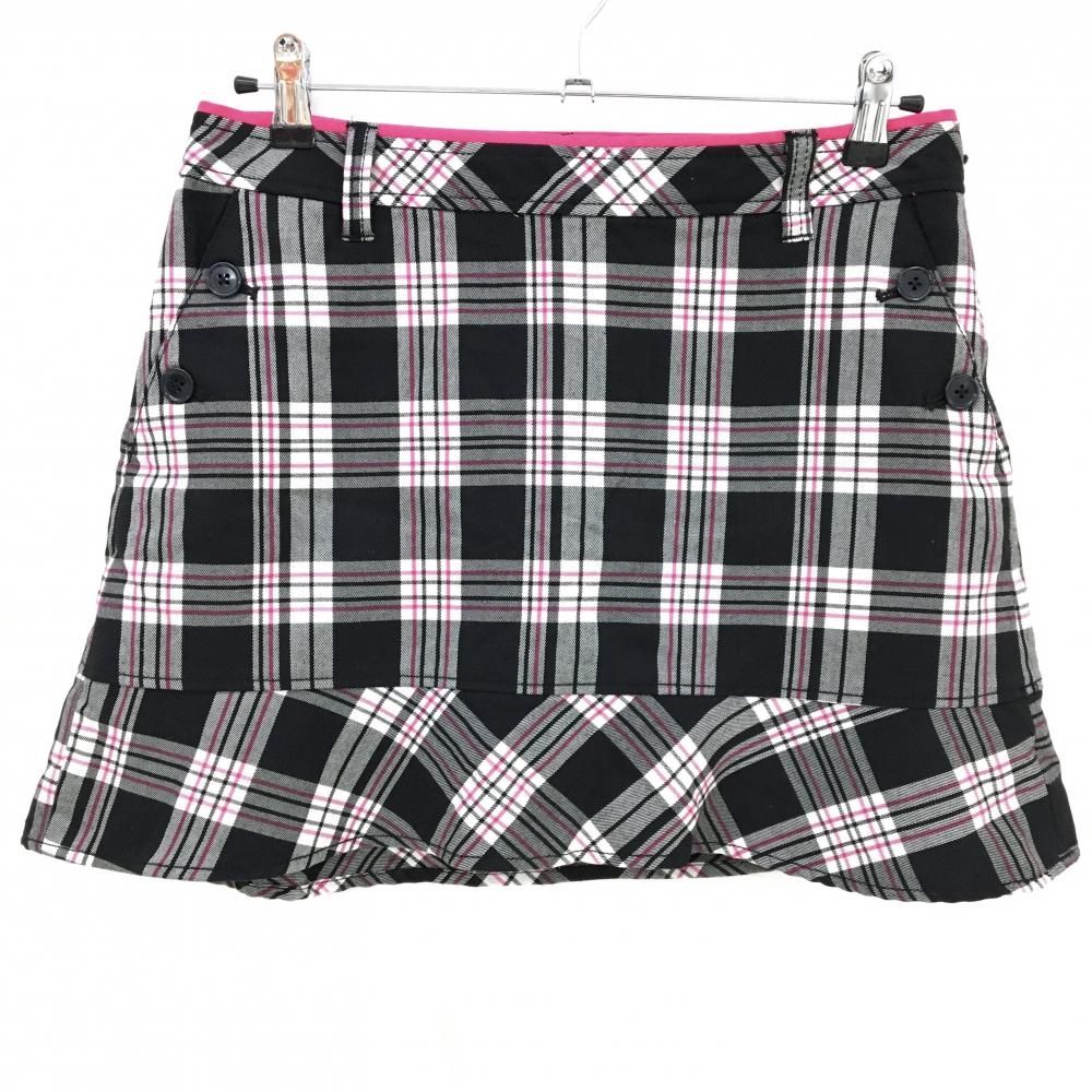 【超美品】ビバハート スカート 黒×ピンク チェック 内側インナーパンツ  レディース 42(L) ゴルフウェア VIVA HEART