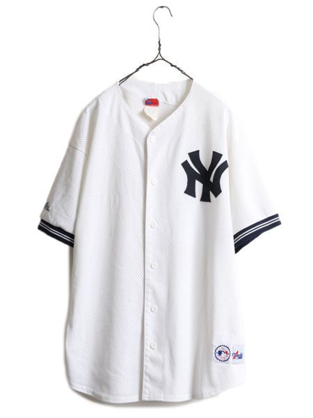 USA製 MLB Majestic ヤンキース ベースボールシャツ XL 野球