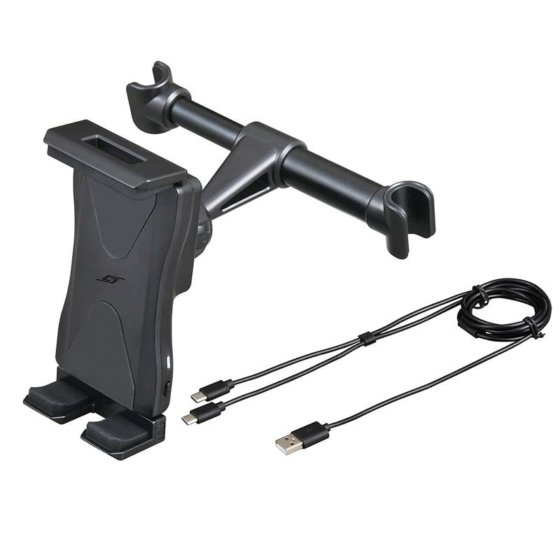 【新品】 セイワ(SEIWA) 車内用品 オートスマタブホルダー 後部座席 ヘッドレスト WA84 自動開閉 スマートフォン タブレット Type-C2又ケーブル付き 0