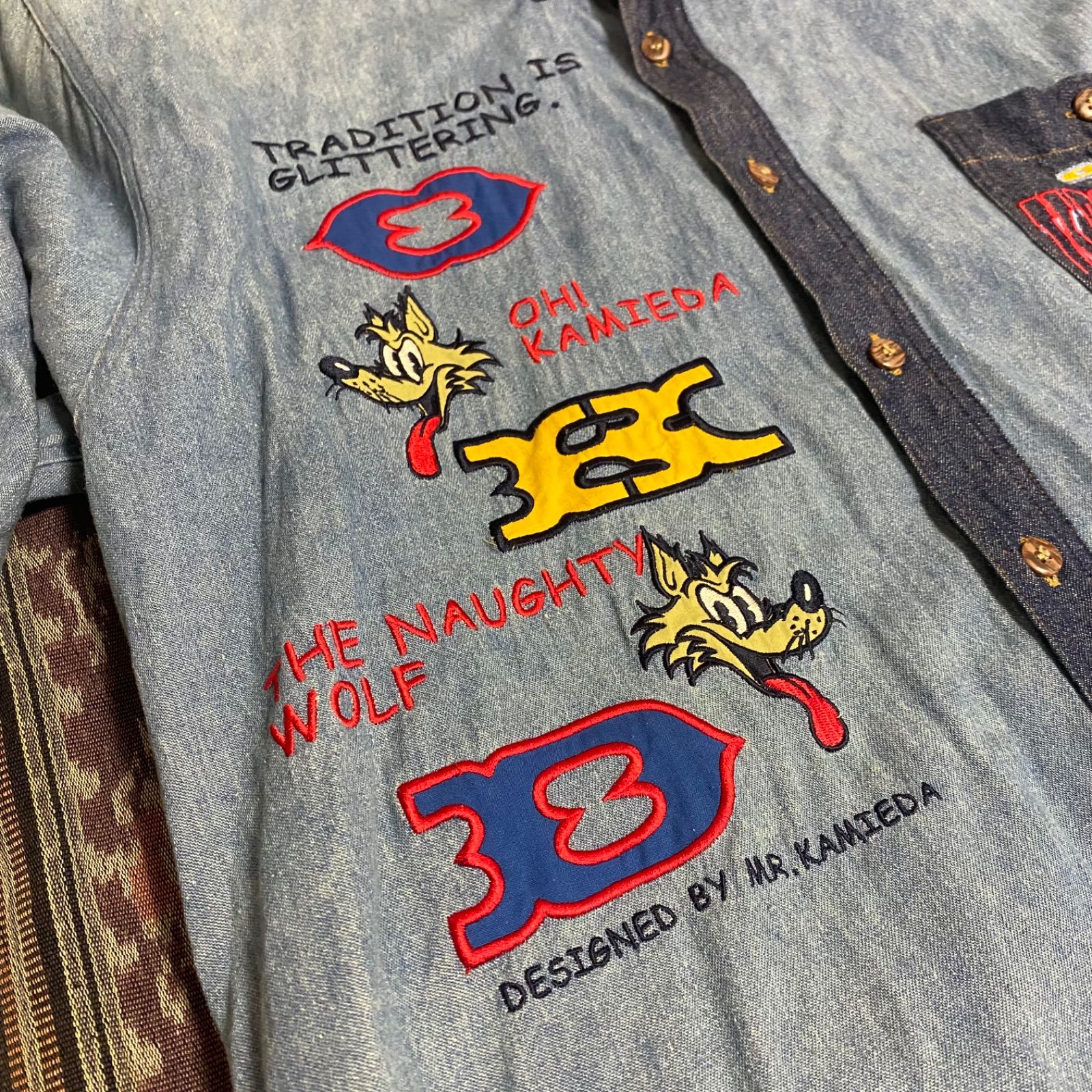超希少】90's N.Y.CLUB OH! KAMIEDA DOG 刺繍 ボタンダウン 半袖