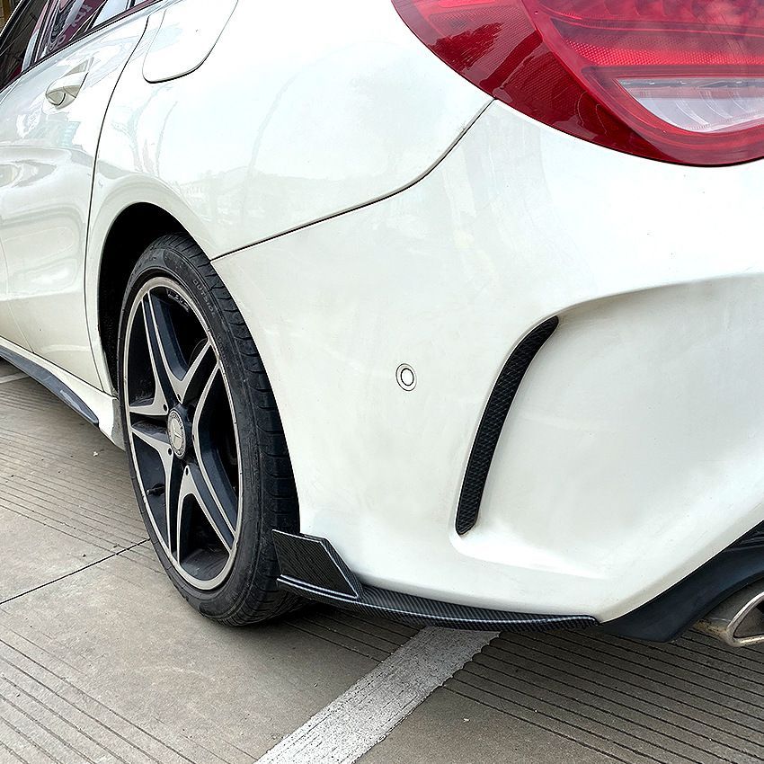 ベンツ CLAクラス C117 CLA180 CLA200 CLA45 AMG 2013-2019 対応 リアバンパーサイドスポイラー 後期用 パーツ 改装 外装ドレスアップ ピアノブラック カーボン調