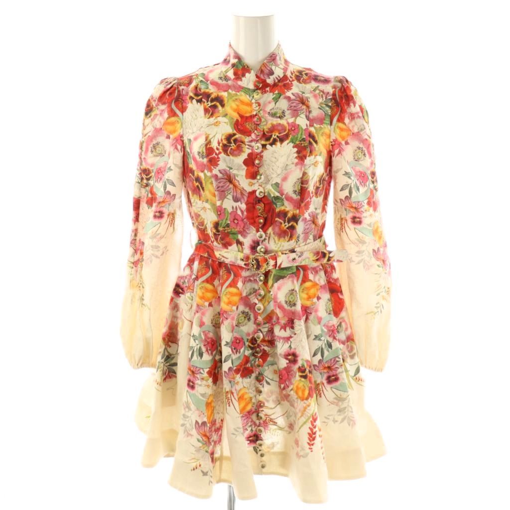 ZIMMERMANN ジマーマン　シルク　リネン　ミニドレス ワンピース ZIMMERMANN リネン&シルク混 ミニワンピース プリント入り | THE