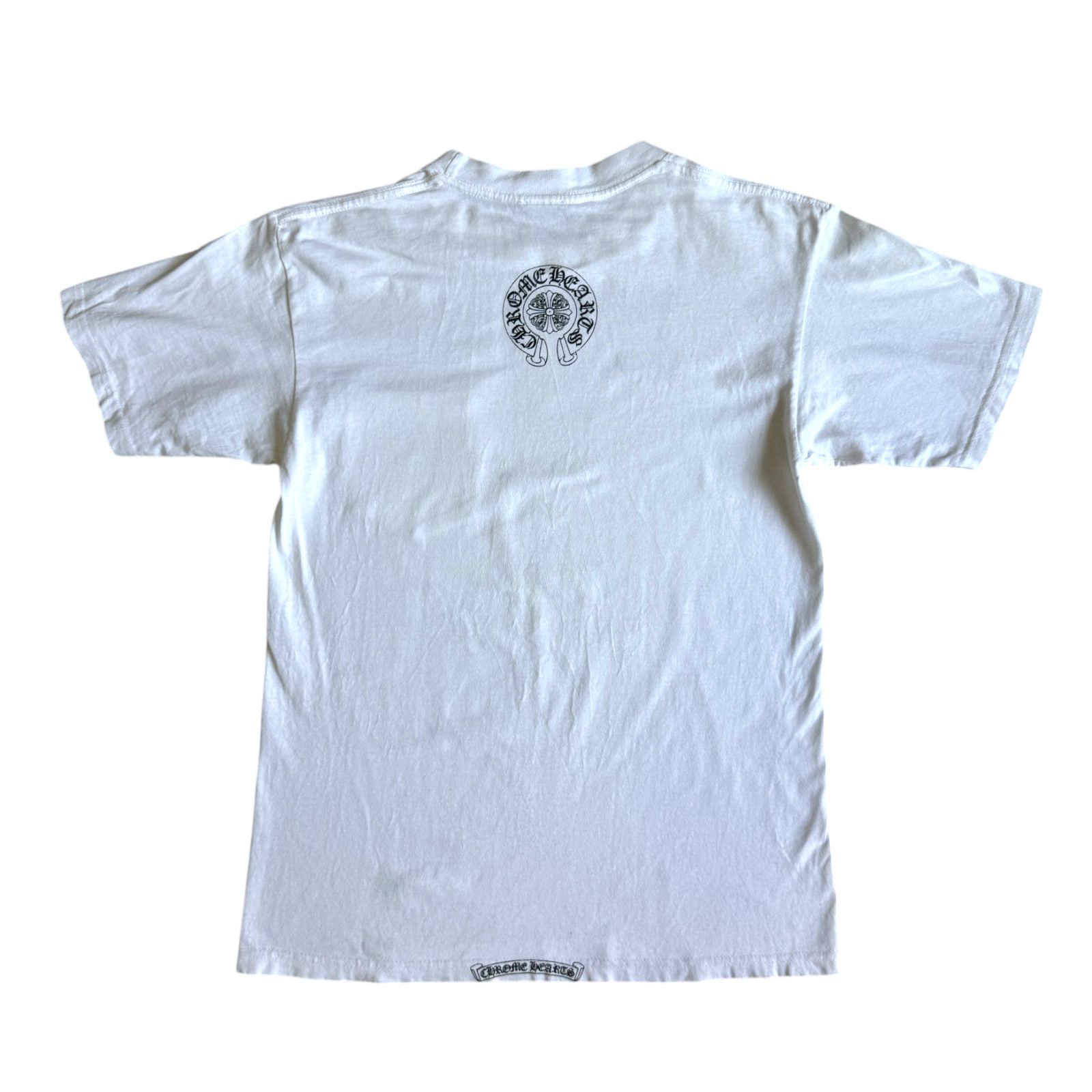 CHROMEHEARTSMクロムハーツ ホースシュー スクロールラベル Tシャツ 90s OLD CHROME HEARTS Dagger / Horse Shoe / SCROLL LABEL T