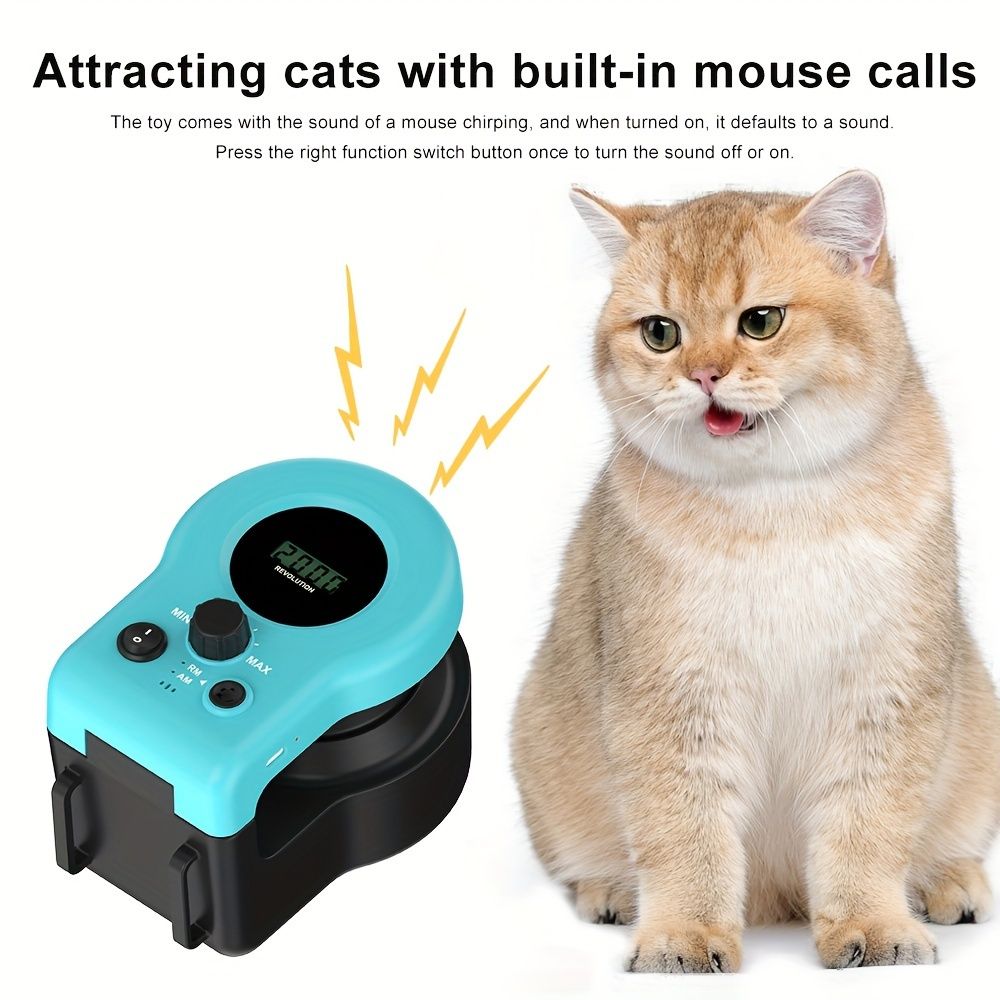 内蔵マウスコール付きインタラクティブ猫用おもちゃホイール - 調整 な速度USB充電式屋内エクササイザー＆狩猟シミュレーター 耐久性プラスチックデザイン 36V以下 リチウムバッテリー駆動 猫用インタラクティブおもちゃ