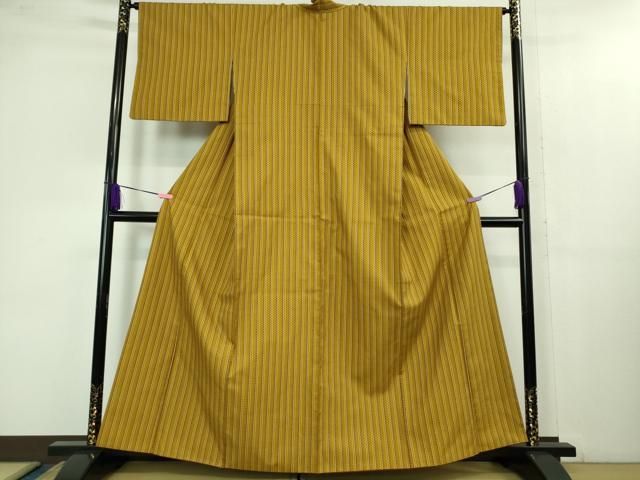 平和屋本店 上 山下八百子 本場黄八丈 紬 市松綾織 縞 DZAB1349kh5