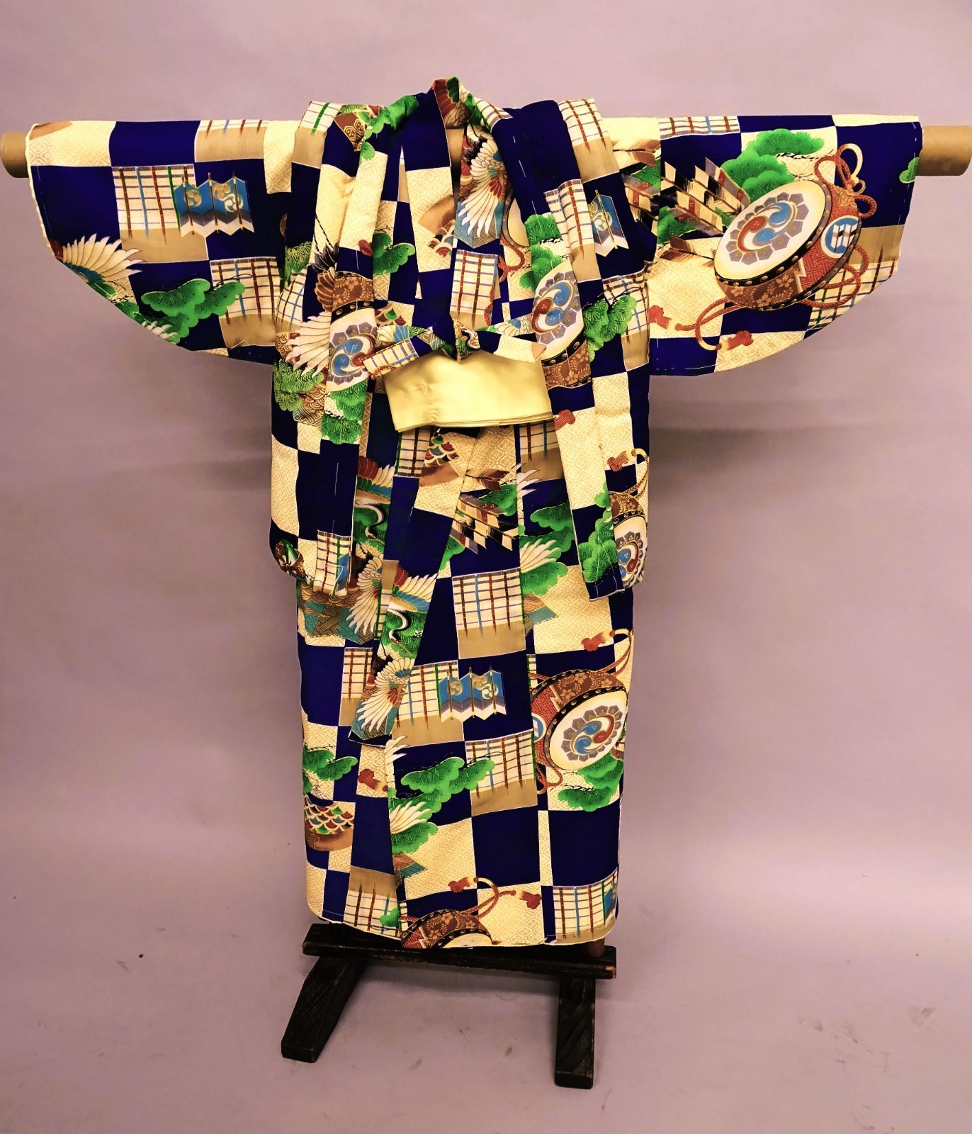 祝い着 一つ身 着物 でんち 男の子 お宮参り 折り鶴 松 鼓 笛 貸衣裳ぽえむ 男の子 産着 初着 レンタル お宮参り 赤ちゃん 0歳