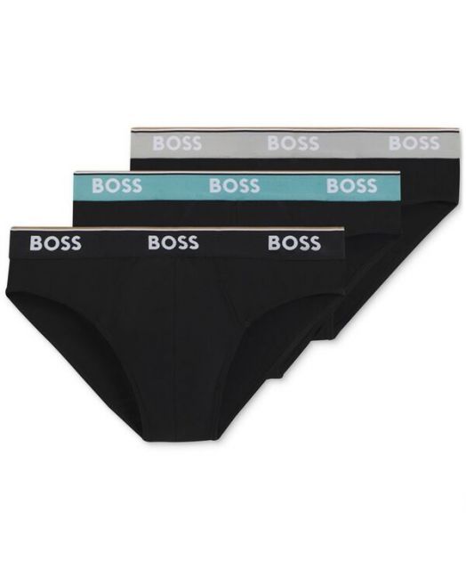 送料無料 ヒューゴボス メンズ ブリーフパンツ アンダーウェア Men s Power 3-Pk. Tipped Logo Waistband Briefs Black