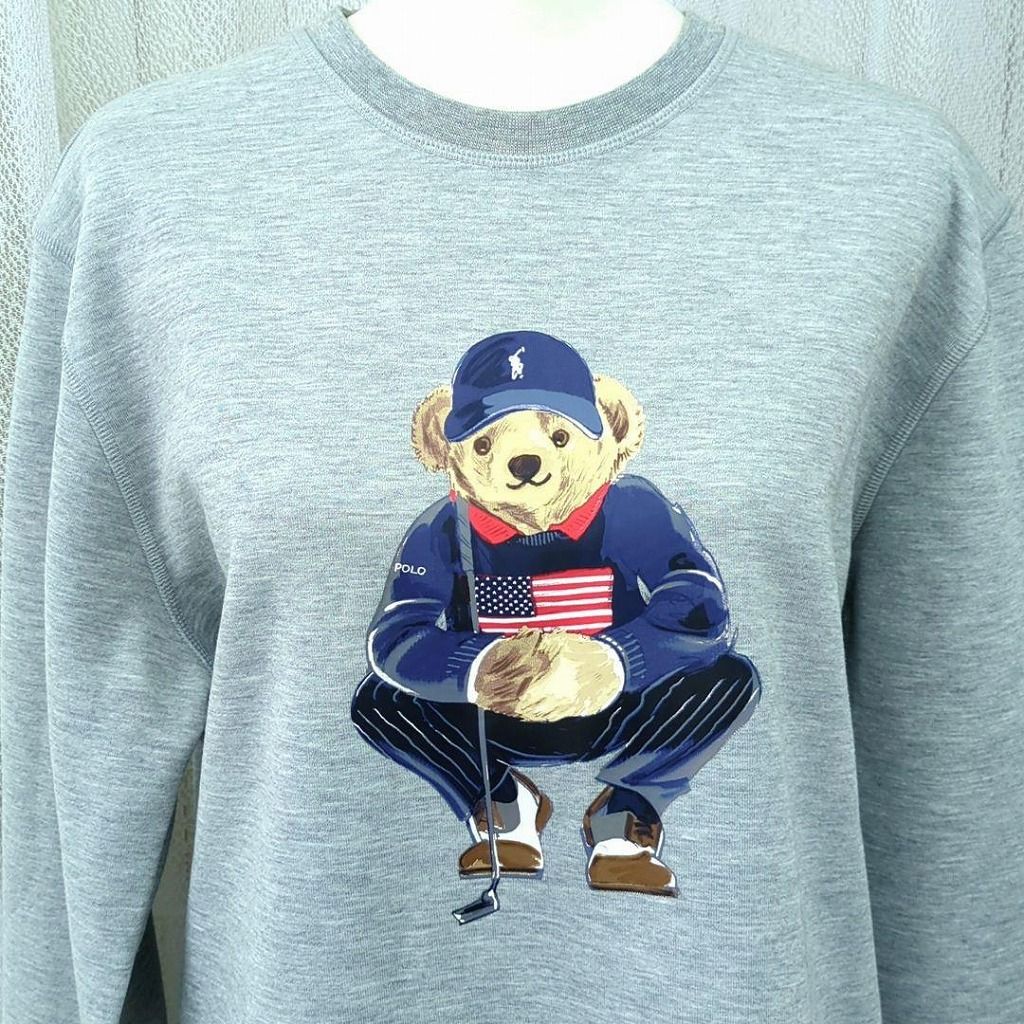 ラルフローレン グレー ゴルフ ポロ ベアプリント スウェット カンボジア製 ラルフローレン グレー ゴルフ ポロ ベアプリント スウェット