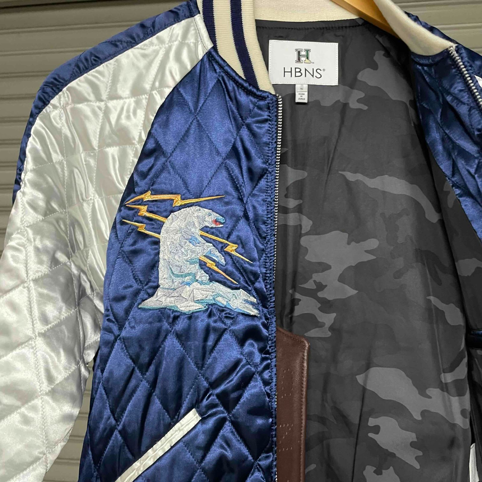 HBNS ハバノス ALASKA アラスカ キルティング スカジャン S HBNS ハバノス スカジャン キルティング ネイビー ホワイト