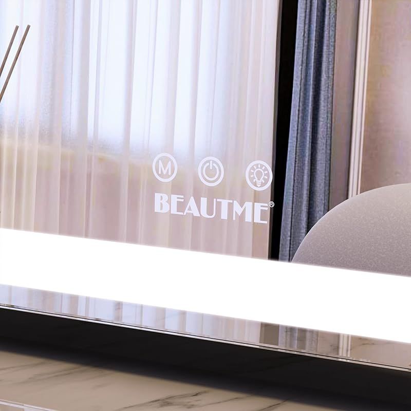 ANYHI 化粧鏡 女優ミラー 卓上用 壁掛け ハリウッドミラー LEDライト付き 照明モード 明るさ調節 .7 cm シルバー 0